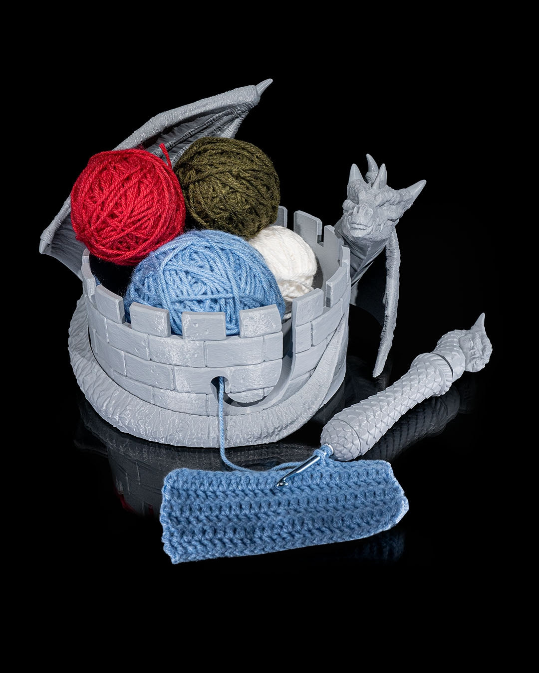Dragon Yarn Keeper Yarn Bowl and Hook Case